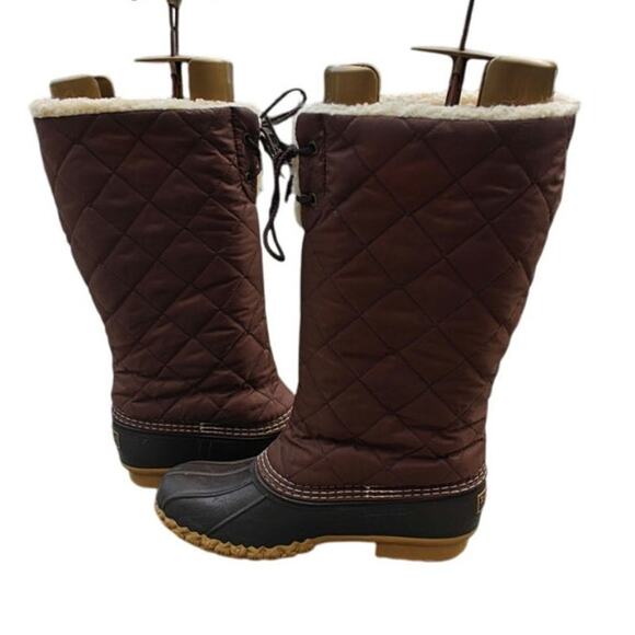Brown L.L Bean slip on Quilted Shearling lined Boots - Picture 4 of 9